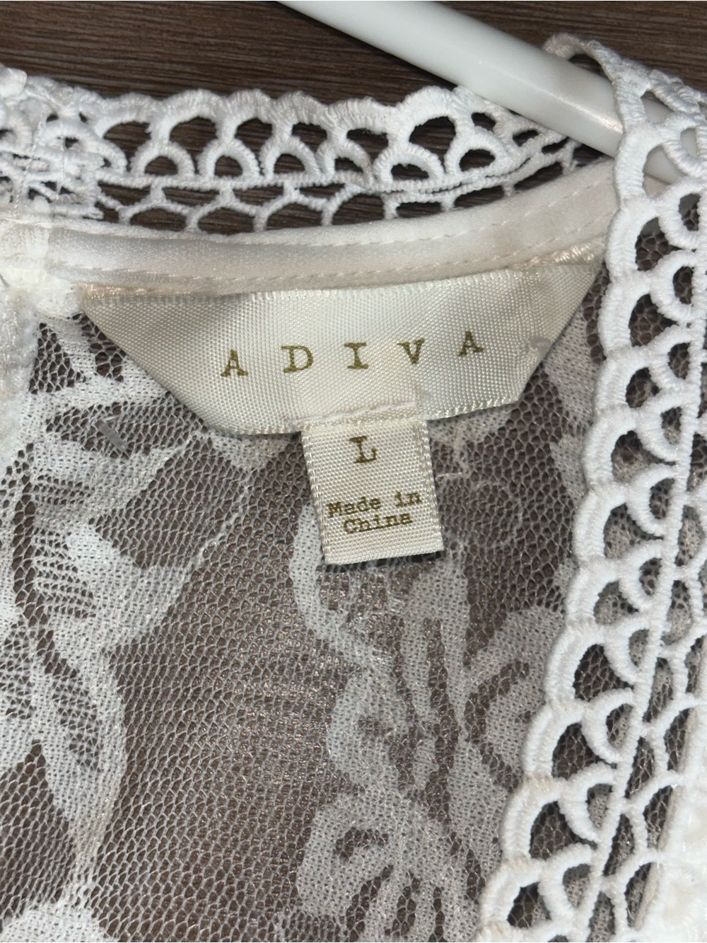 Ivory White Lace Blouse Floral Crochet Trim Romantic Boho Long Sleeve Large - Picture 2 of 9